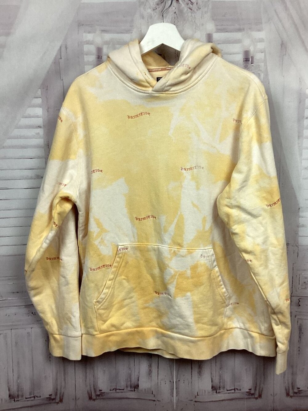 Primetime Skateboarding Yellow Tie Dye Sweater Hoodie L